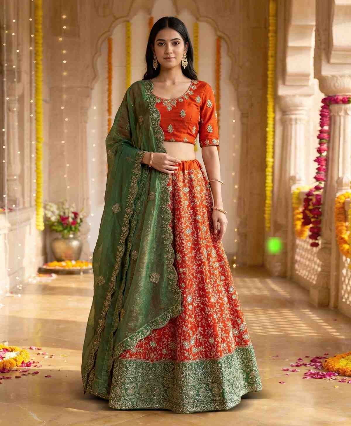 Velvet Wedding Designer Lehenga